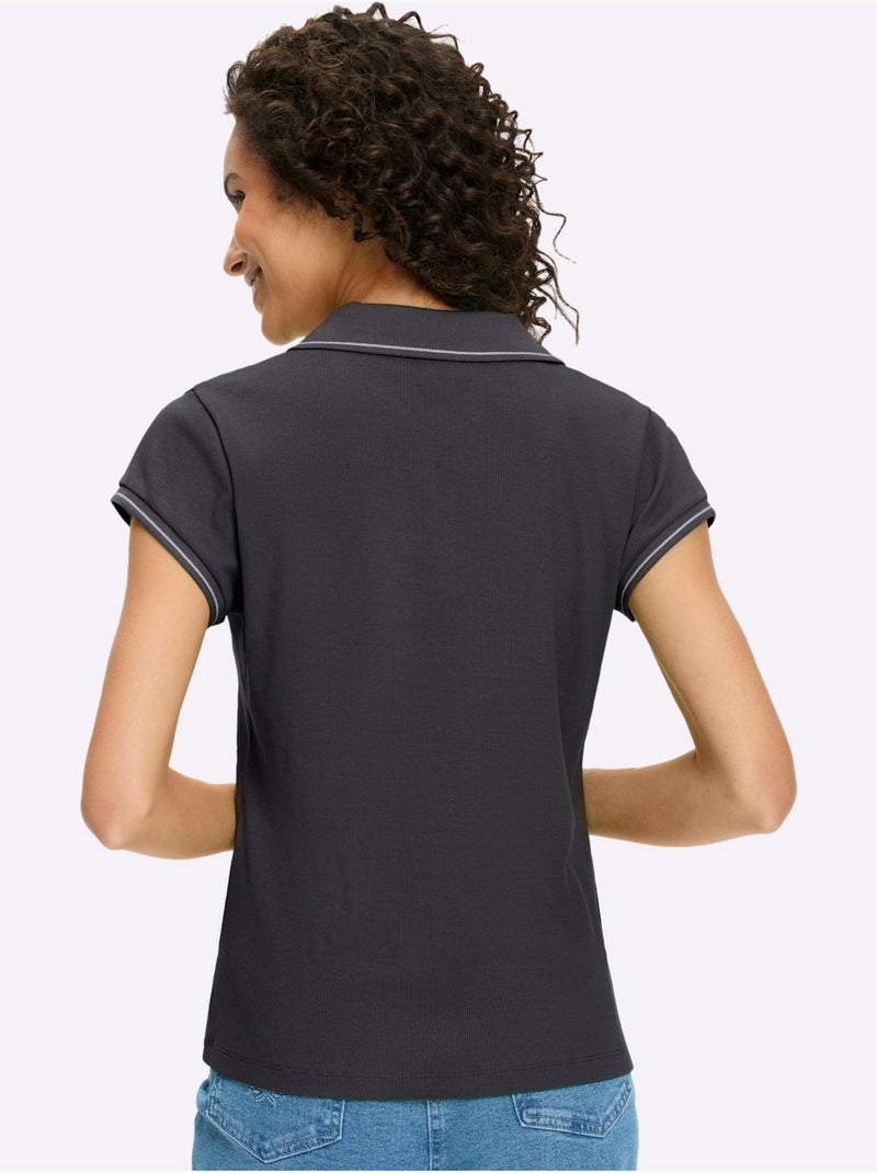 Polo Qualité Coton Doux Sur La Peau - Taille Standard - Helline Noir - Kiabi