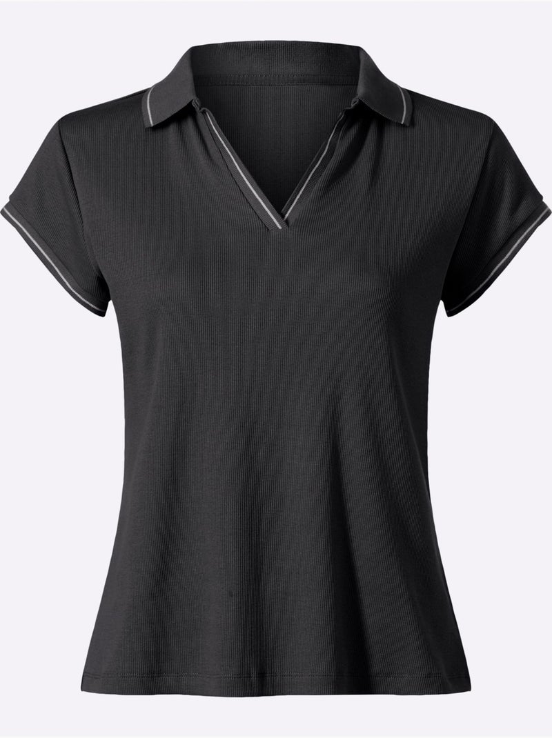 Polo Qualité Coton Doux Sur La Peau - Taille Standard - Helline Noir - Kiabi