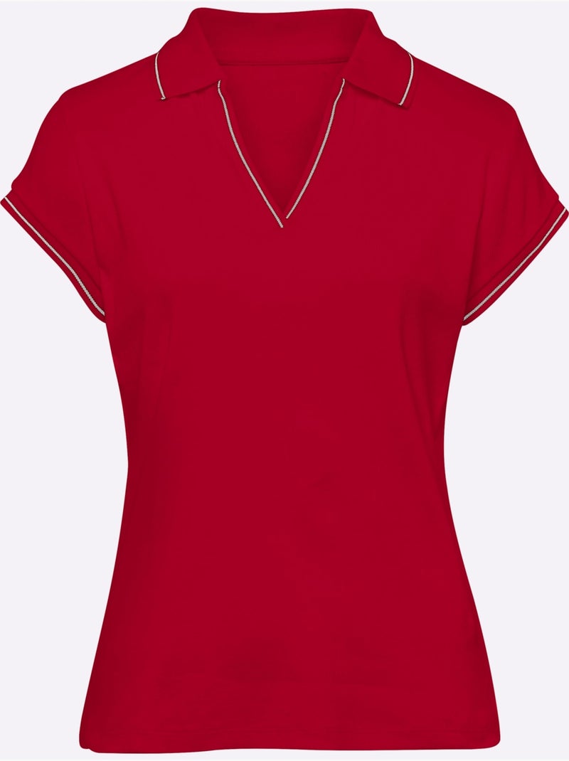 Polo Qualité Coton Doux Sur La Peau - Taille Standard - Helline Rouge - Kiabi