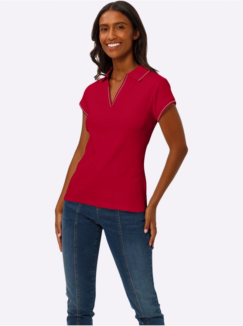 Polo Qualité Coton Doux Sur La Peau - Taille Standard - Helline Rouge - Kiabi