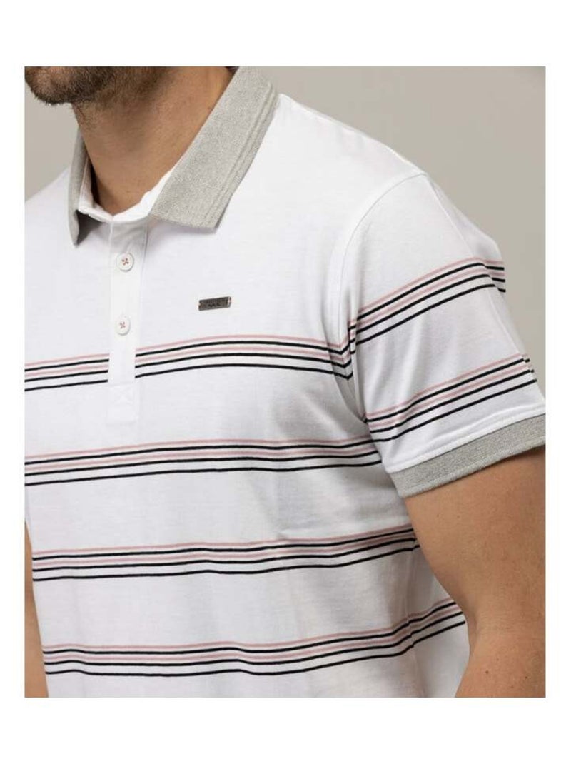Polo rayé blanc Homme Blanc - Kiabi