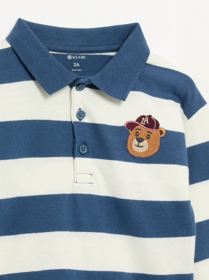 Polo rayé en jersey de coton Bleu - Kiabi