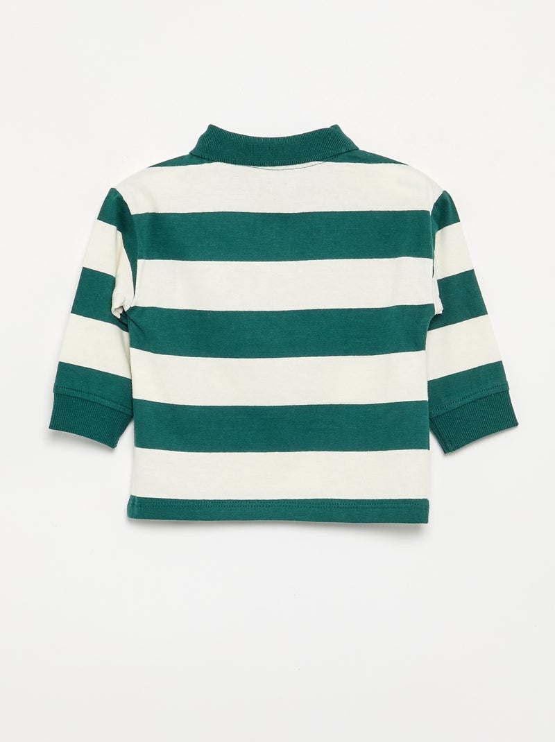 Polo rayé en jersey de coton Vert - Kiabi