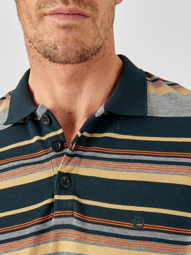 Polo rayures pur coton - Damart Bleu - Kiabi