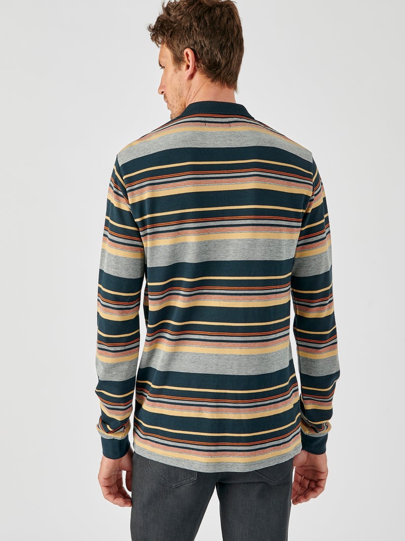 Polo rayures pur coton - Damart Bleu - Kiabi