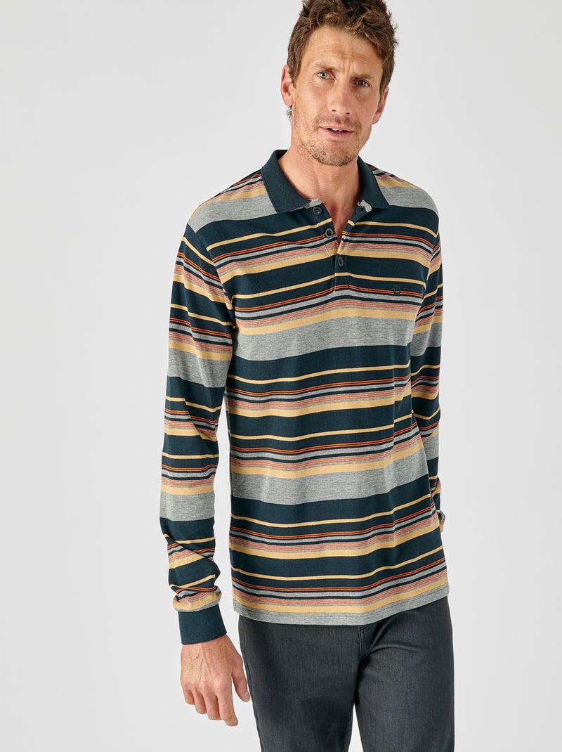 Polo rayures pur coton - Damart Bleu - Kiabi