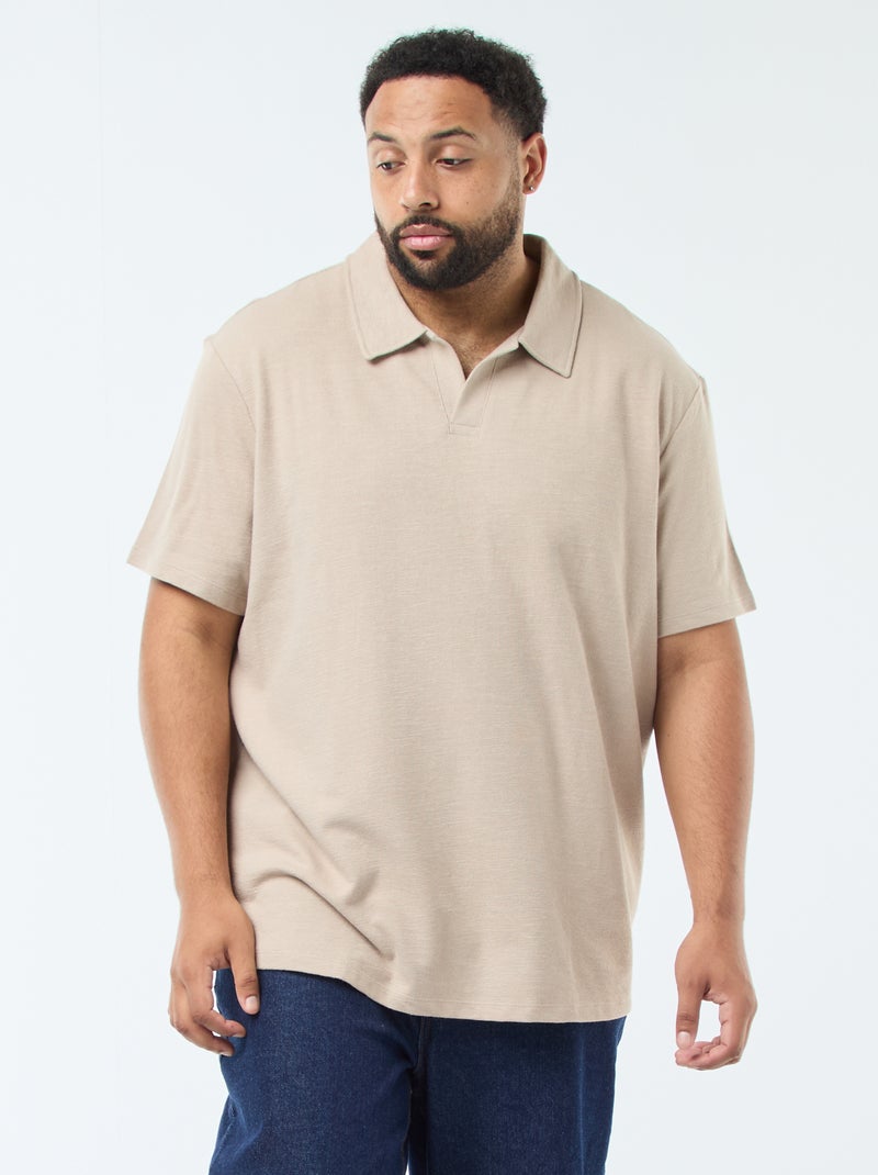 Polo regular en coton uni Beige - Kiabi