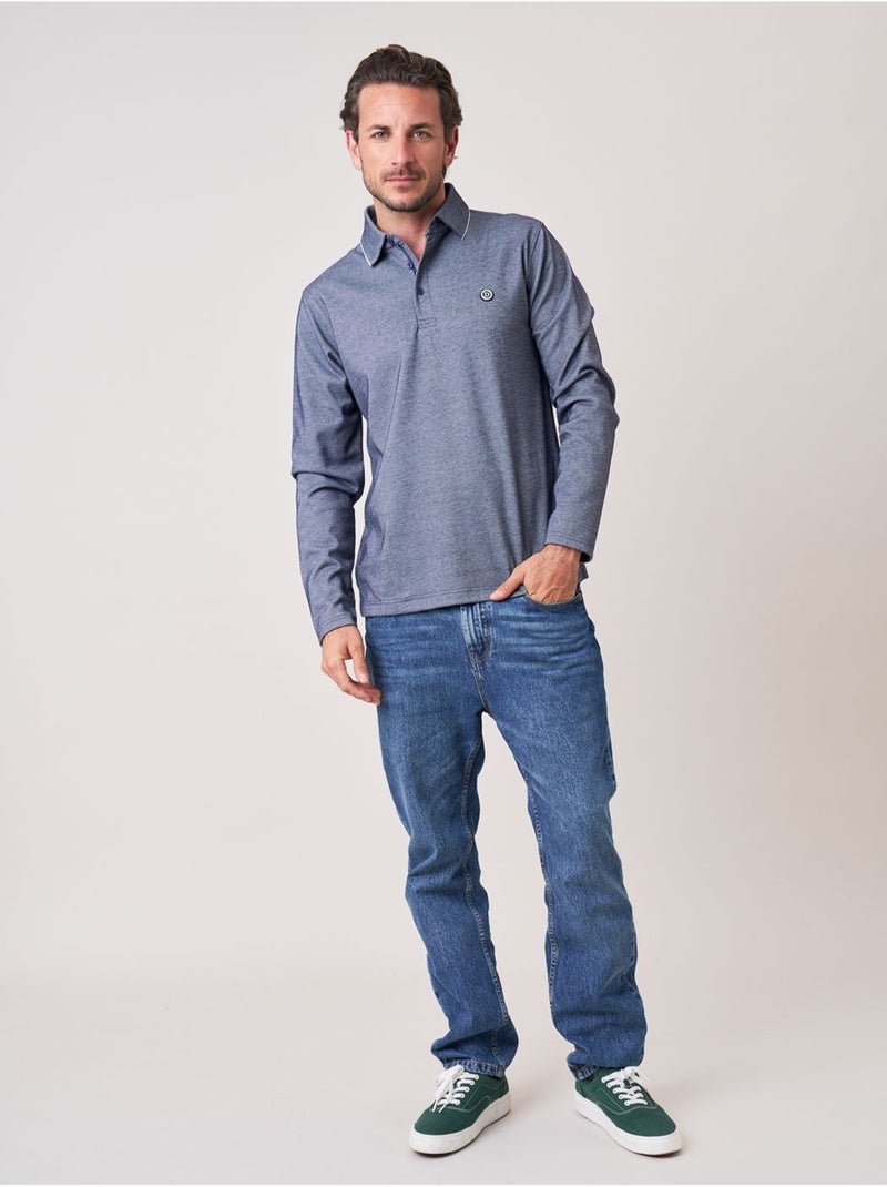 Polo regular homme avec col contrasté 'deeluxe' Bleu marine - Kiabi