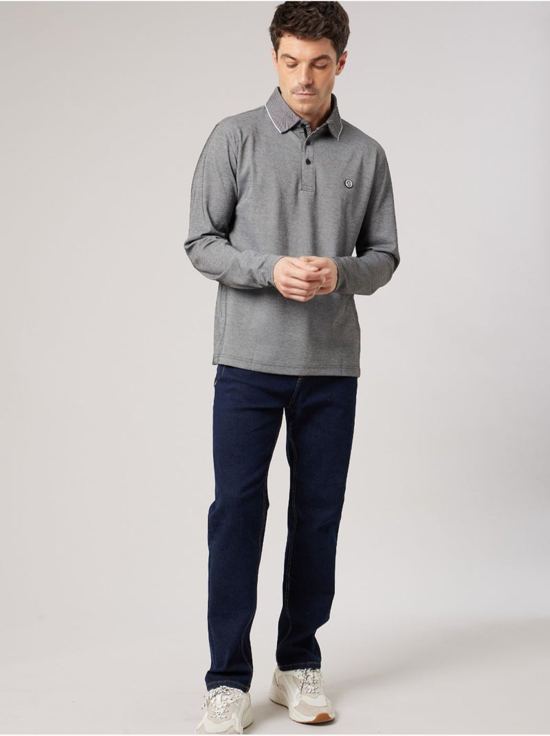Polo regular homme avec col contrasté 'deeluxe' Noir - Kiabi