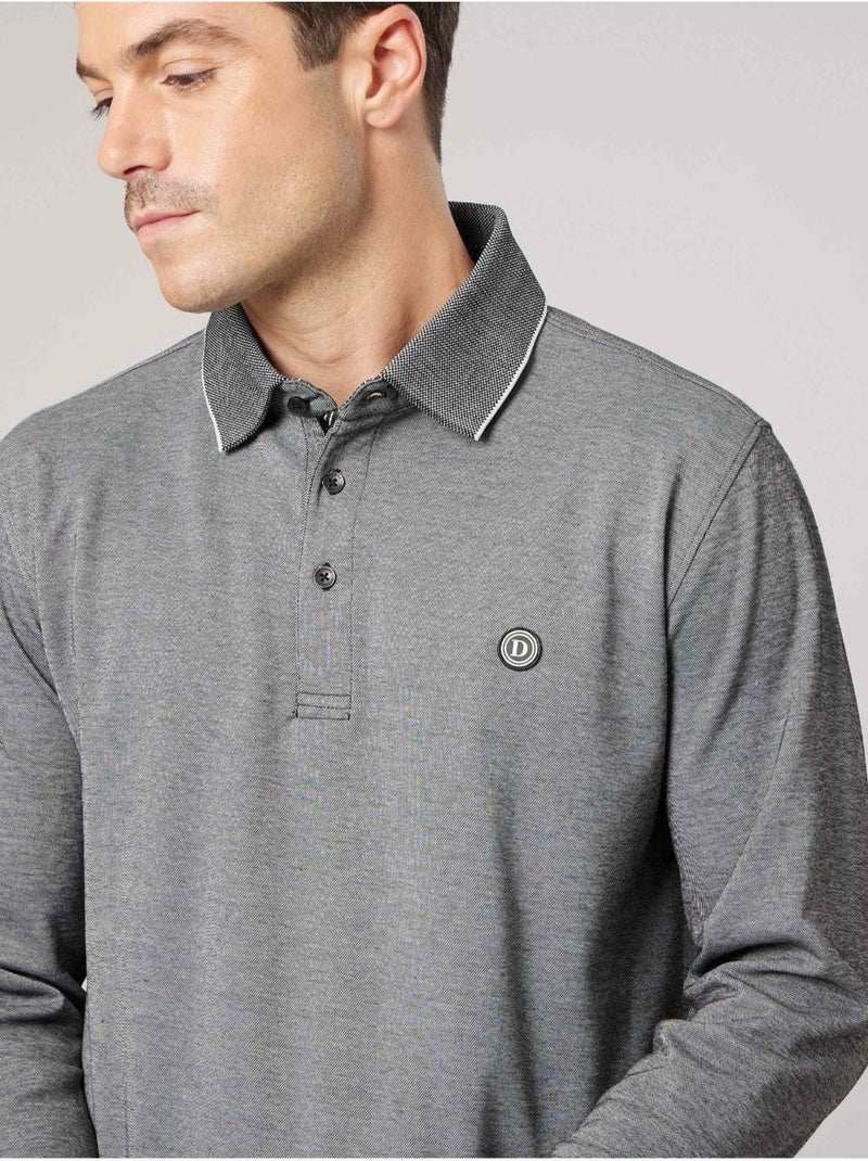 Polo regular homme avec col contrasté 'deeluxe' Noir - Kiabi