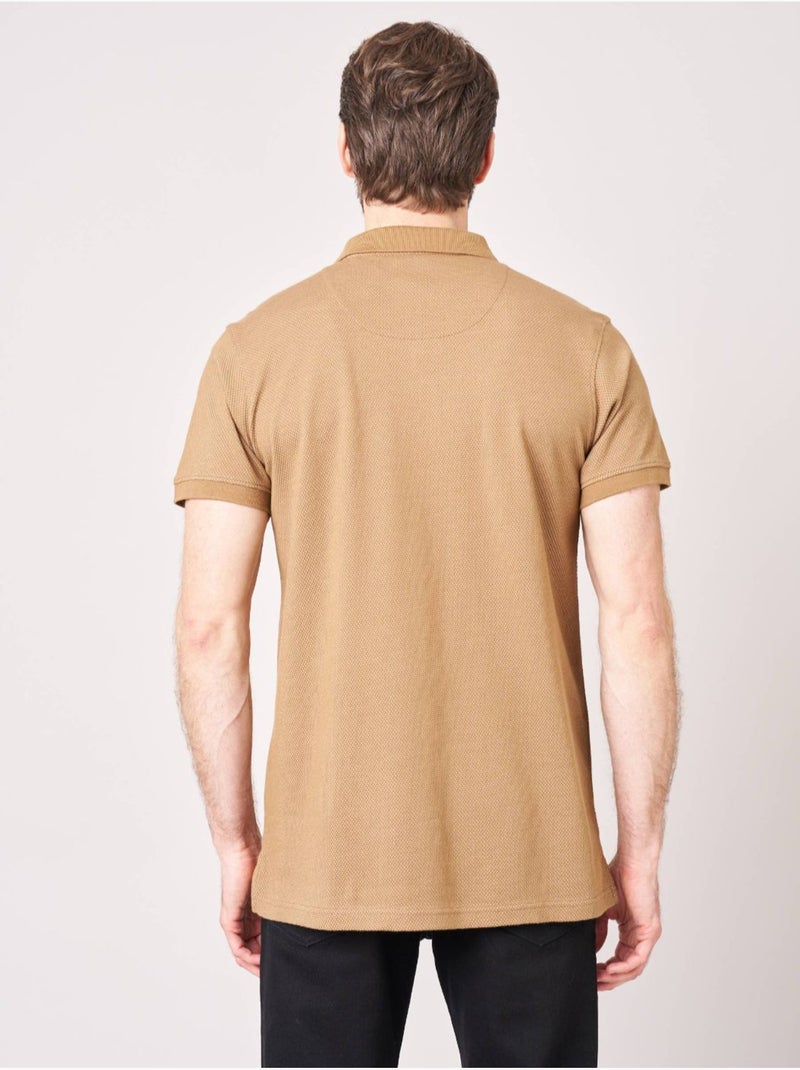 Polo regular homme en coton 'deeluxe' Marron cappuccino - Kiabi