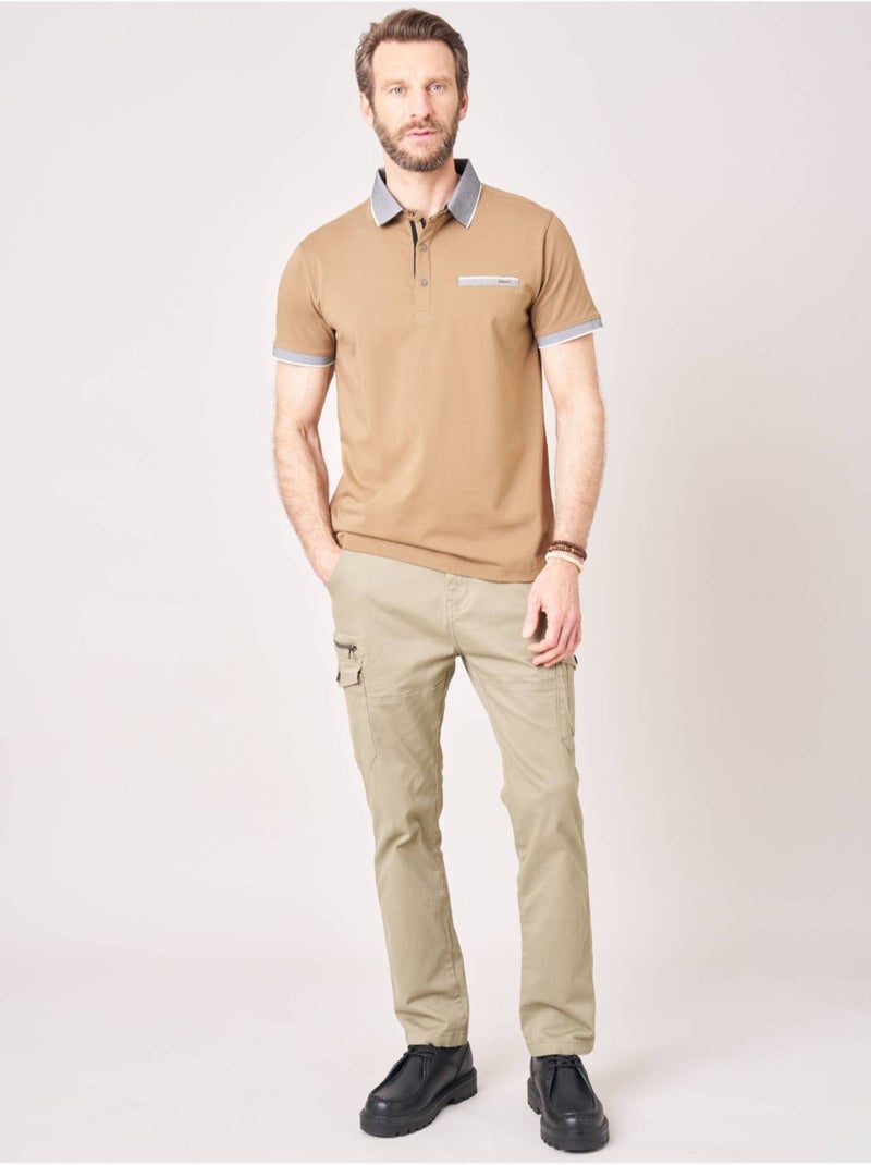 Polo regular homme en jersey coton 'deeluxe' Marron cappuccino - Kiabi