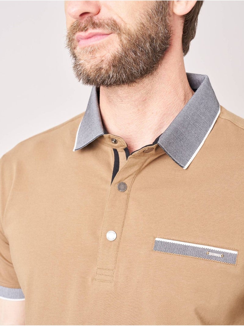 Polo regular homme en jersey coton 'deeluxe' Marron cappuccino - Kiabi