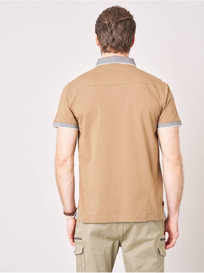 Polo regular homme en jersey coton 'deeluxe' Marron cappuccino - Kiabi