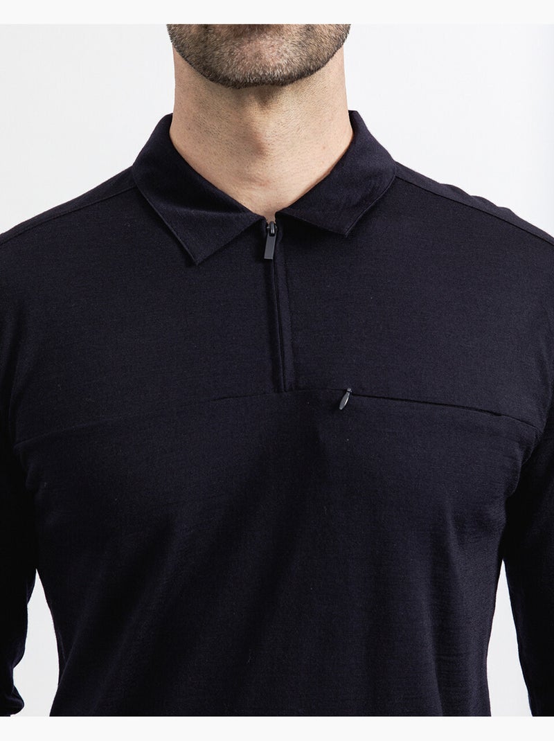 Polo Regular Stone   Manches longues - New Man Bleu - Kiabi