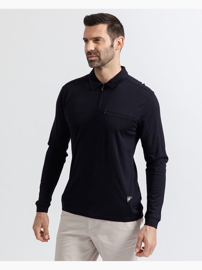 Polo Regular Stone   Manches longues - New Man Bleu - Kiabi