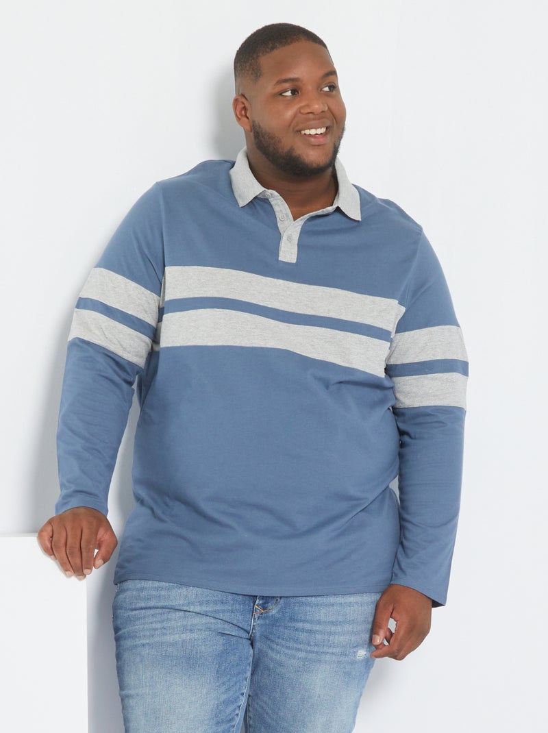 Polo rugby en jersey Bleu/gris - Kiabi