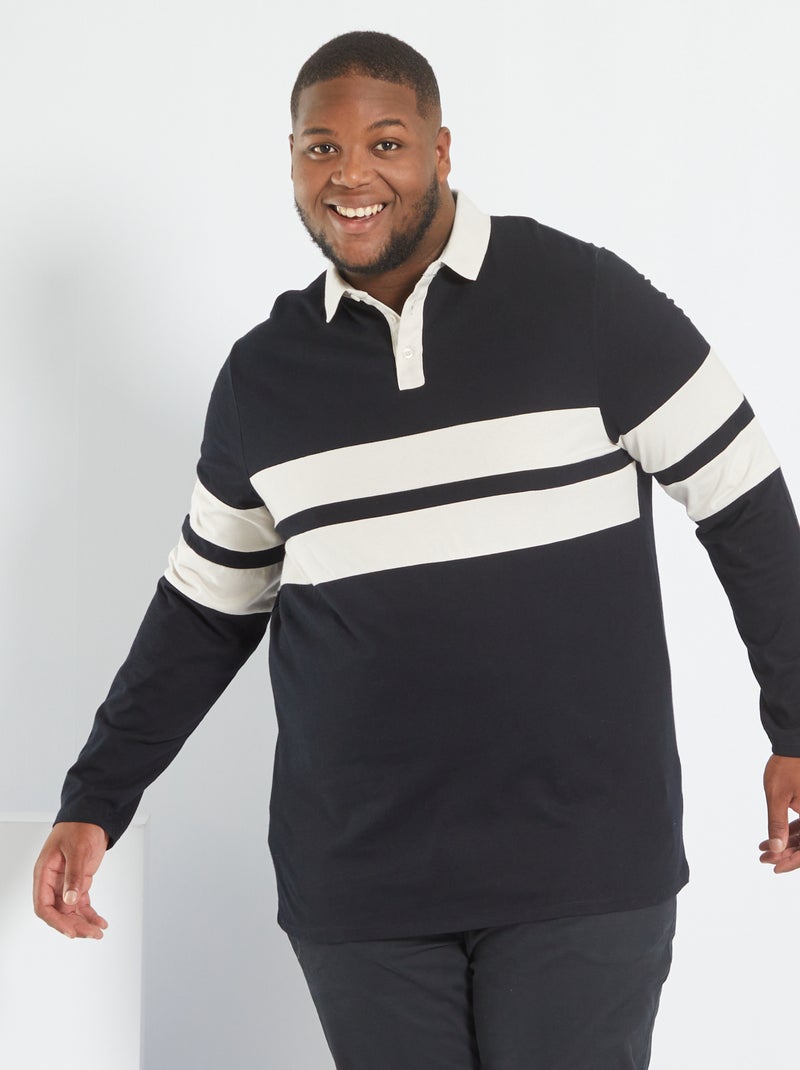 Polo rugby en jersey Noir/blanc - Kiabi