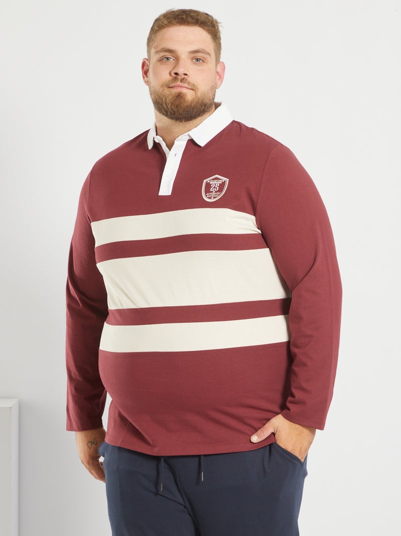Polo rugby en maille jersey brun - Kiabi