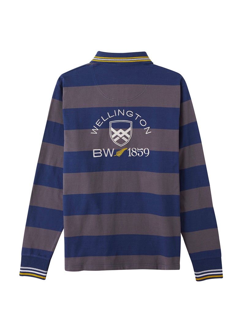 POLO RUGBY LICHEN STRIPES Bleu Gris - Kiabi