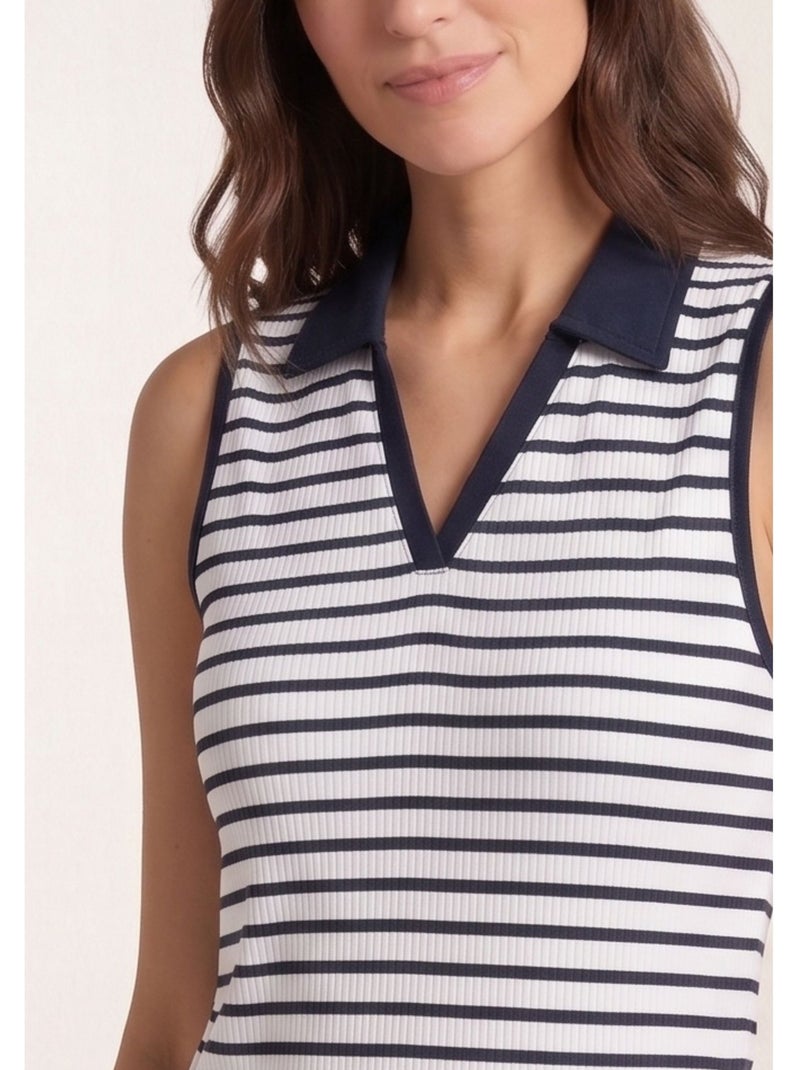 Polo sans manches - Terre de Marins Blanc Bleu - Kiabi