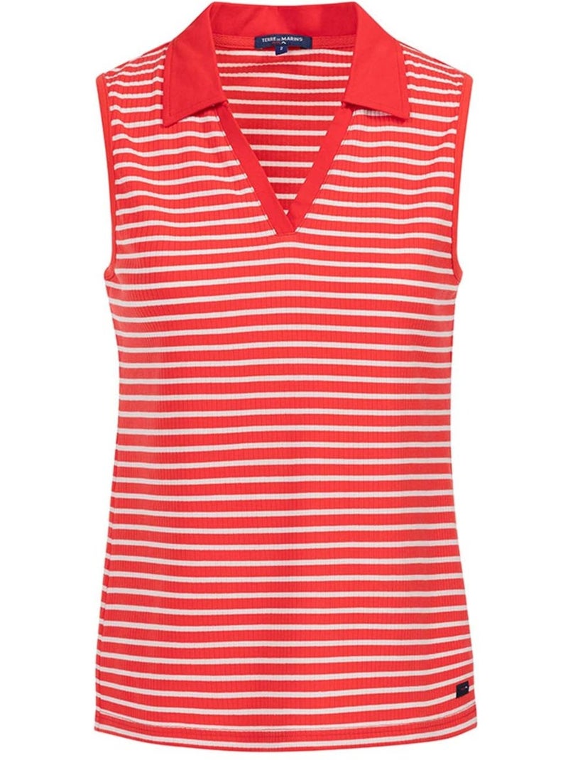 Polo sans manches - Terre de Marins Blanc Rouge - Kiabi
