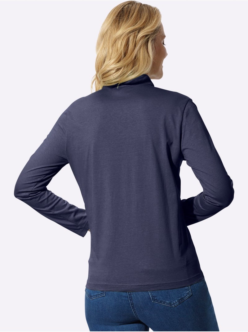 Polo sportif manche longues - taille standard - moda vilona Bleu marine - Kiabi