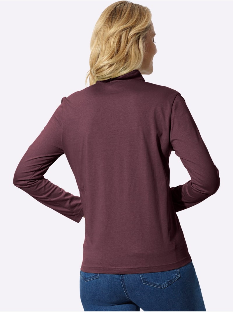 Polo sportif manche longues - taille standard - moda vilona Noir Bordeaux - Kiabi