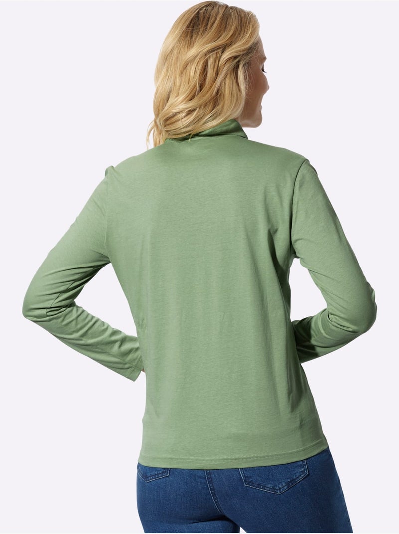 Polo sportif manche longues - taille standard - moda vilona Vert eucalyptus - Kiabi