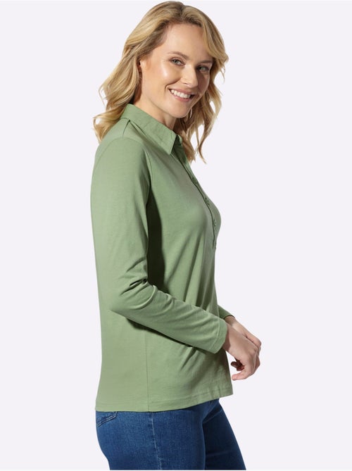 Polo sportif manche longues - taille standard - moda vilona - Kiabi Polo sportif manche longues - taille standard - moda vilona - Kiabi