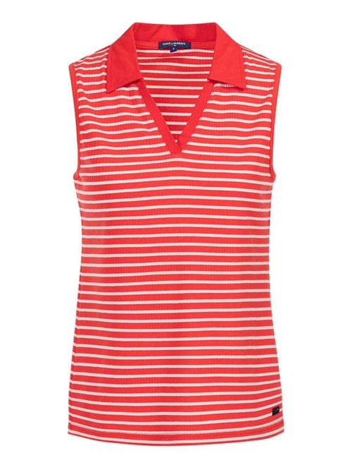 Polo ssm Rouge Rayé Blanc Femme - Terre de Marins - Kiabi