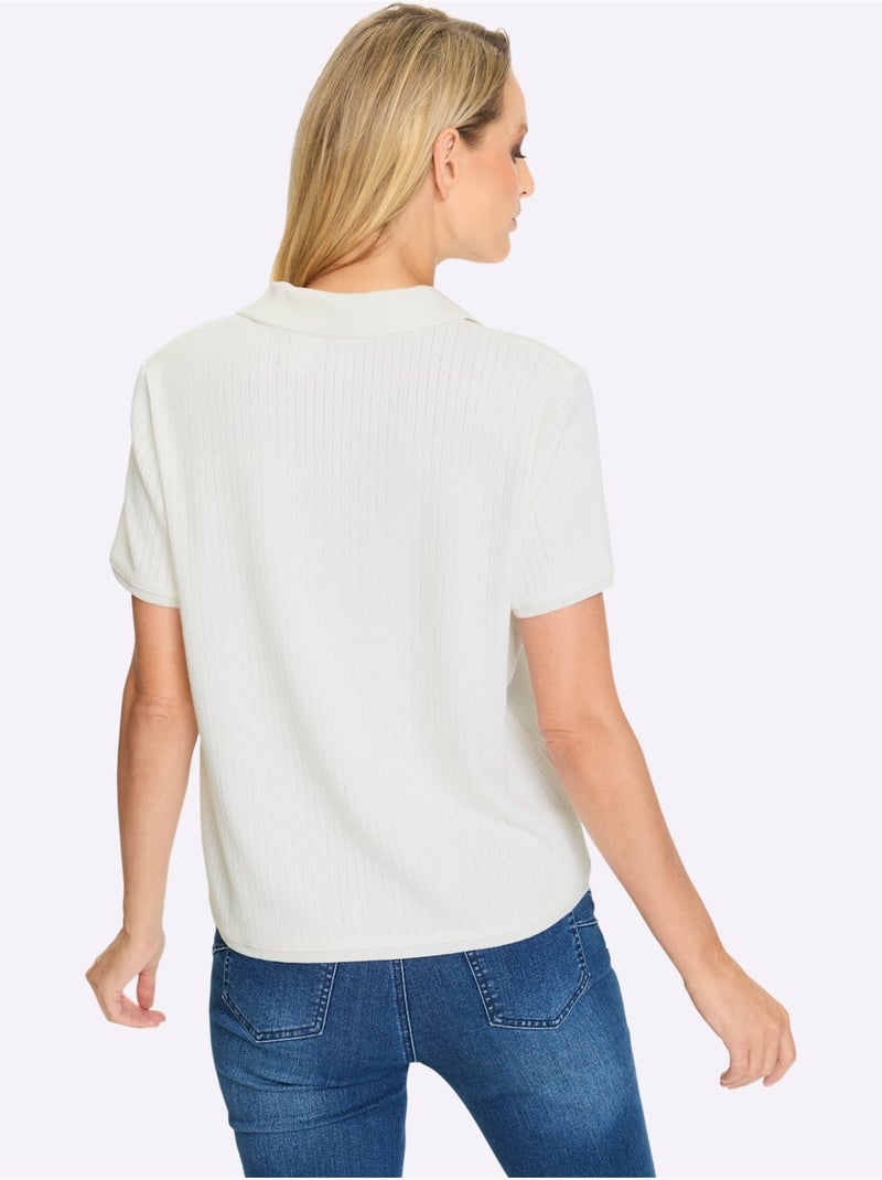 Polo Structure Jacquard - Taille Standard - helline Ecru - Kiabi