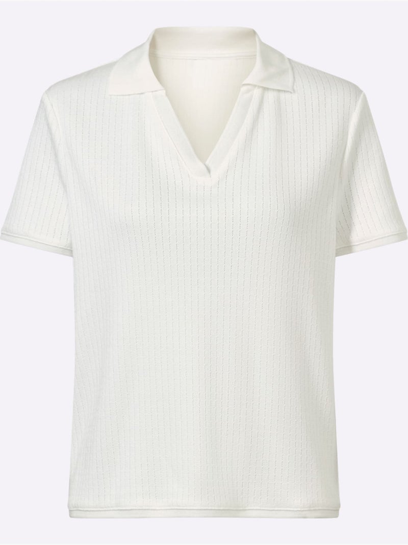 Polo Structure Jacquard - Taille Standard - helline Ecru - Kiabi