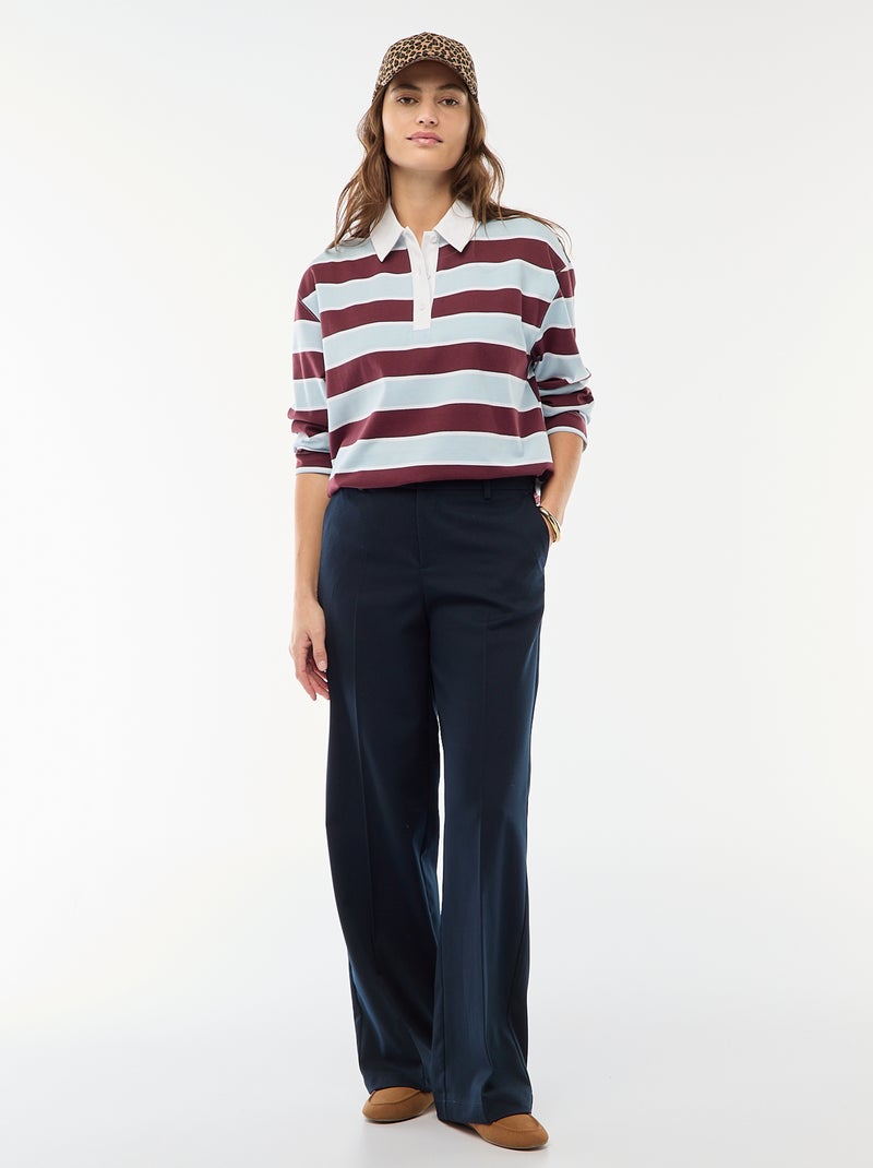 Polo style rugby à manches longues Bleu - Kiabi