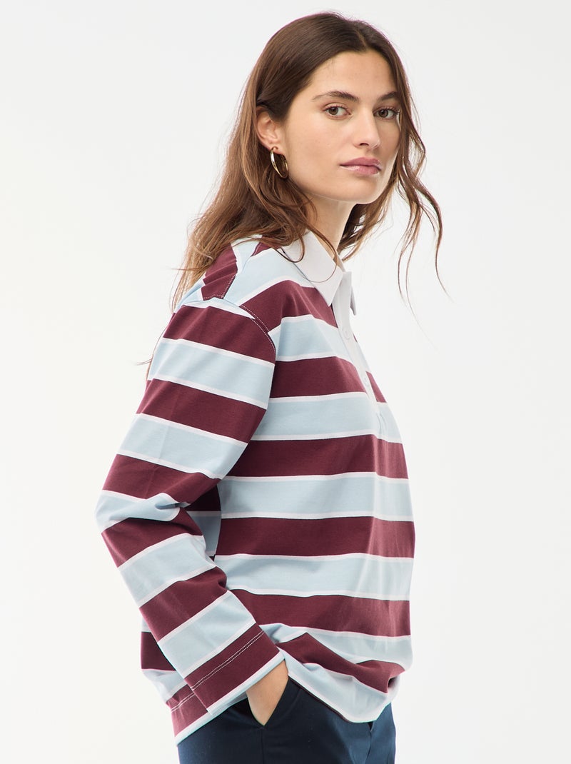 Polo style rugby à manches longues Bleu - Kiabi