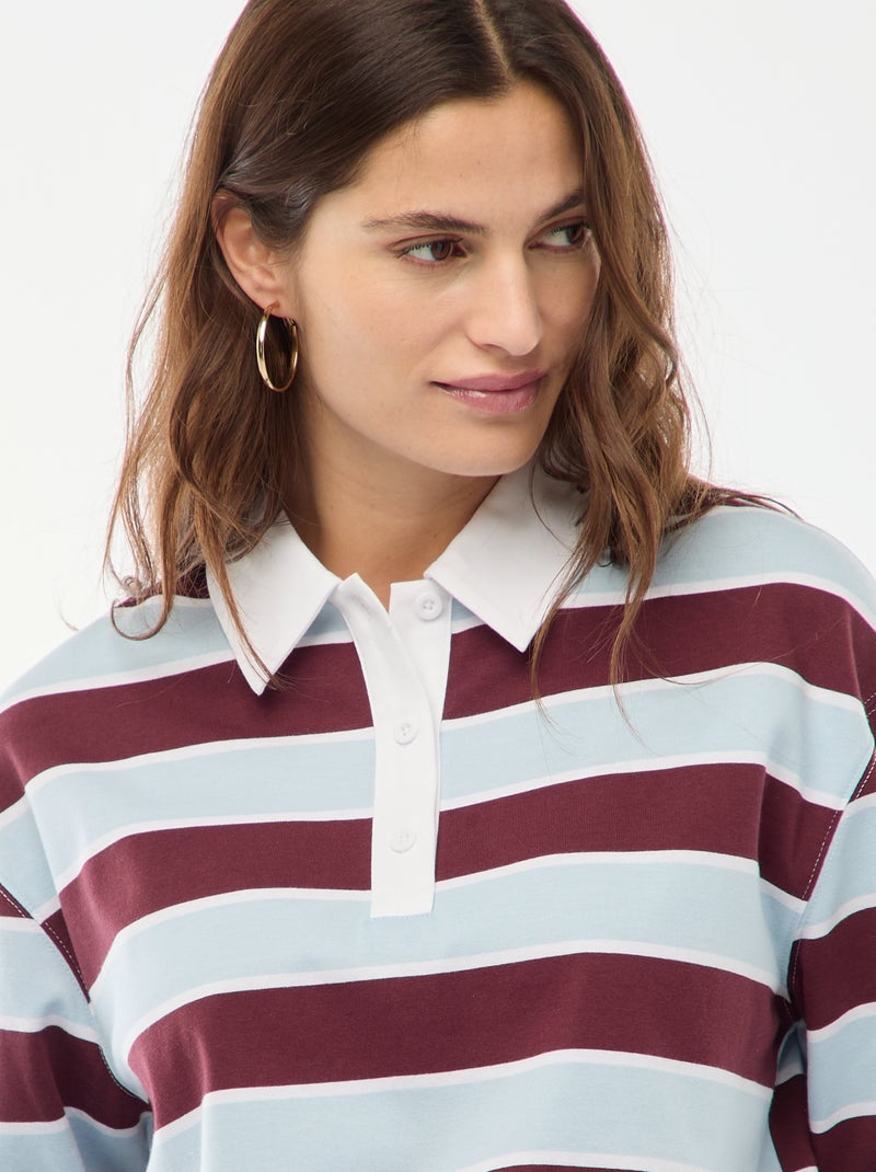 Polo style rugby à manches longues Bleu - Kiabi