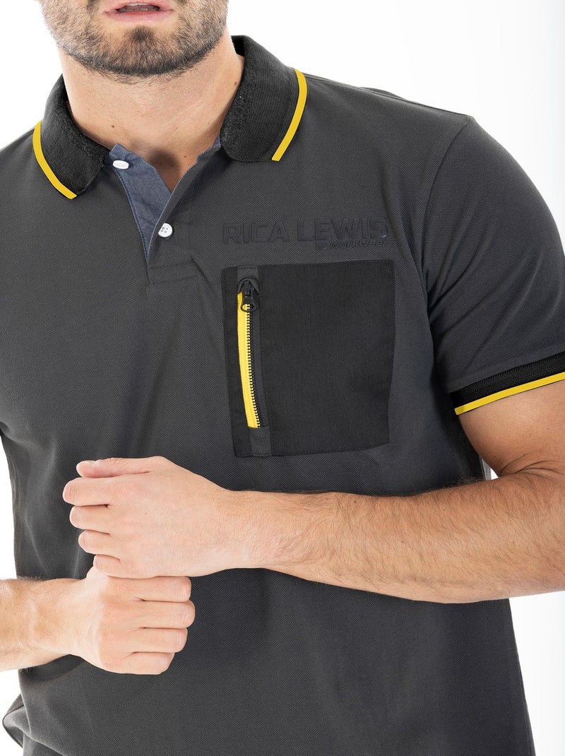 Polo technique coton piqué POLTEC 'Rica Lewis' gris anthracite - Kiabi