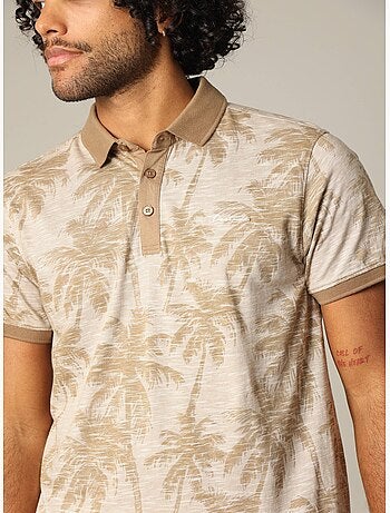 Polo tissu tropical effet vieilli avec col et manches contrastés 'Deeluxe'