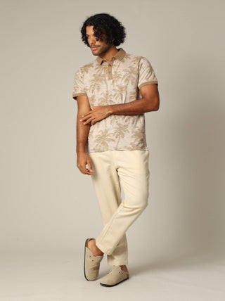 Polo tissu tropical effet vieilli avec col et manches contrastés 'Deeluxe'