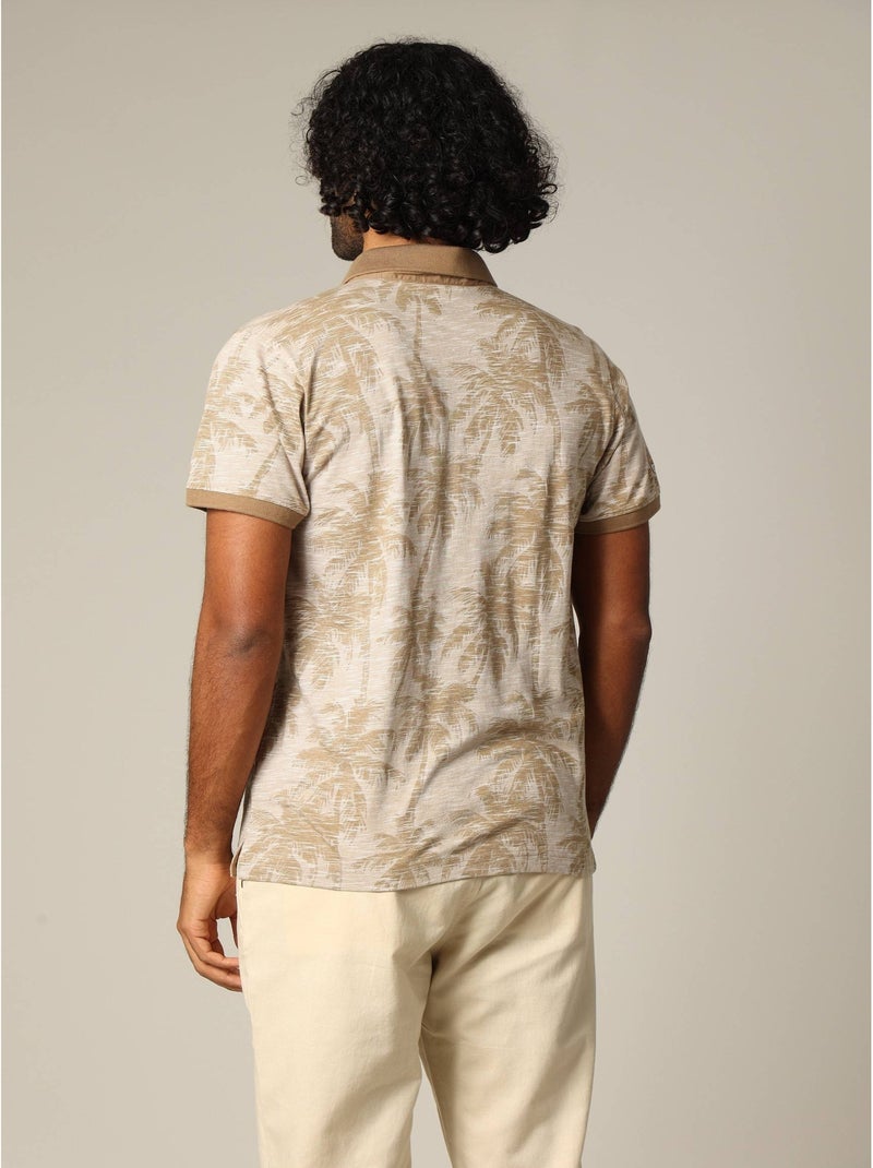 Polo tissu tropical effet vieilli avec col et manches contrastés 'Deeluxe' Beige sable - Kiabi