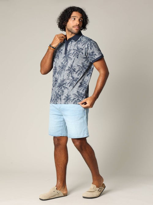 Polo tissu tropical effet vieilli avec col et manches contrastés 'Deeluxe' - Kiabi