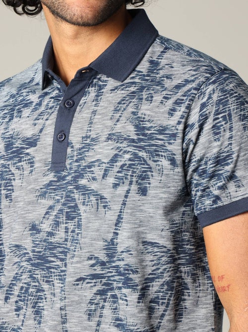 Polo tissu tropical effet vieilli avec col et manches contrastés 'Deeluxe' - Kiabi