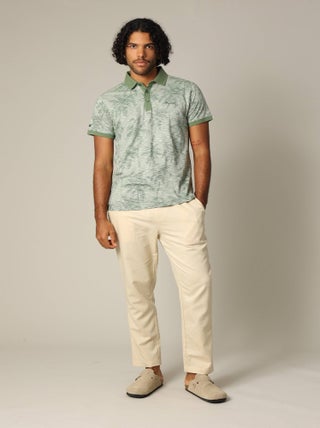 Polo tissu tropical effet vieilli avec col et manches contrastés 'Deeluxe'