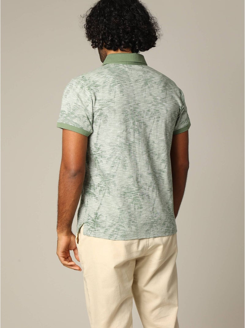 Polo tissu tropical effet vieilli avec col et manches contrastés 'Deeluxe' Vert chèvrefeuille - Kiabi