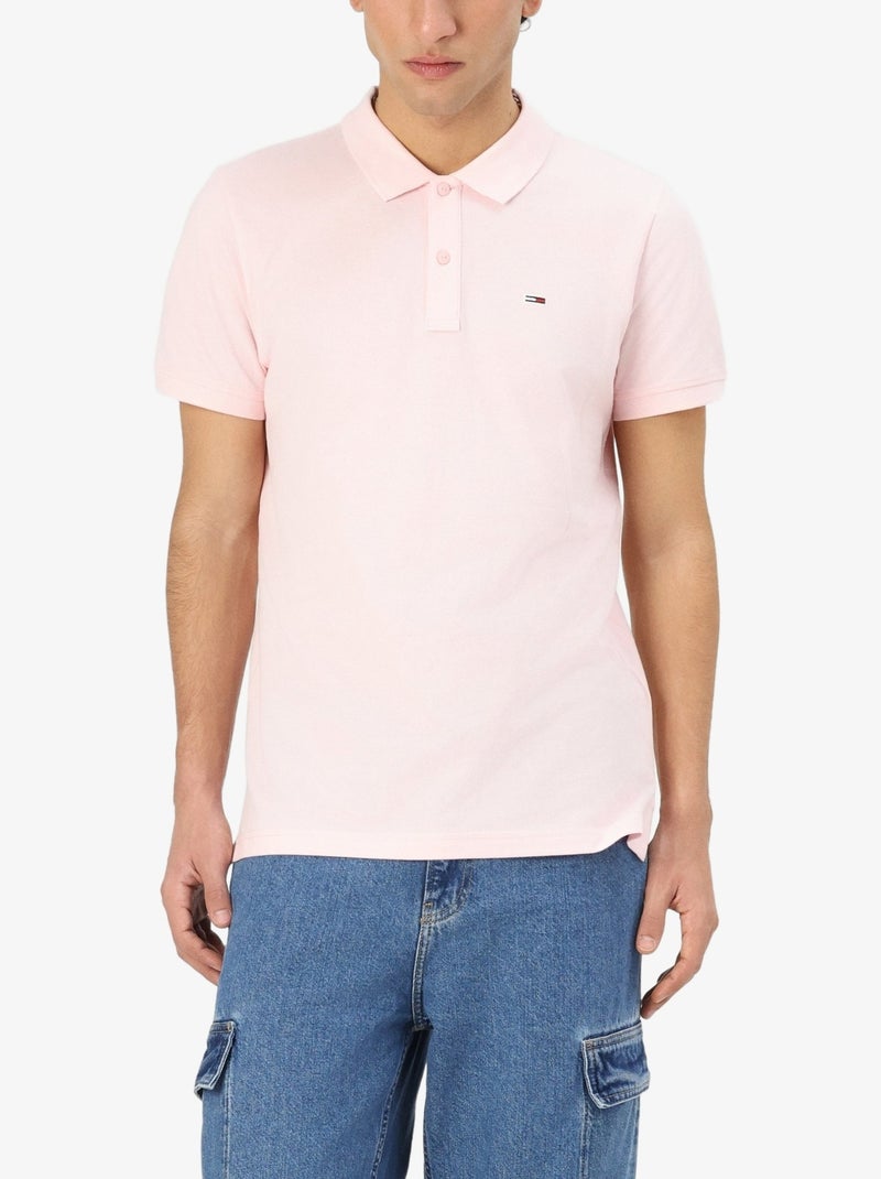 Polo Tommy jeans manches courtes Rose - Kiabi