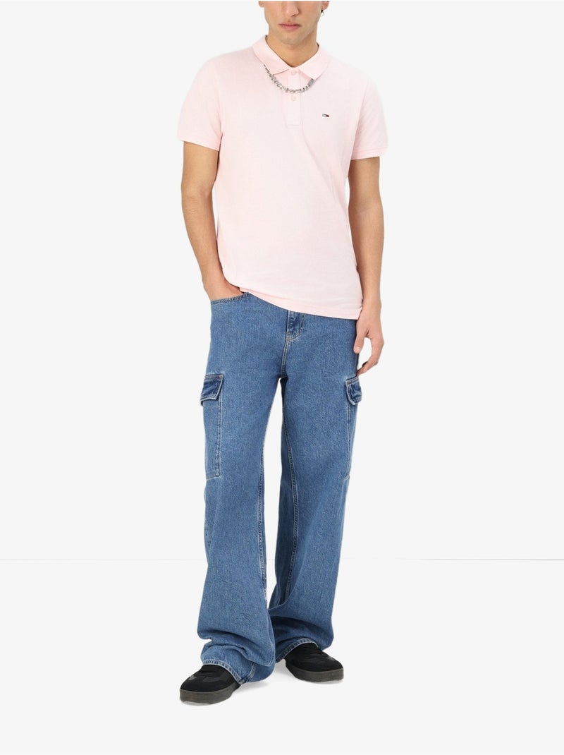 Polo Tommy jeans manches courtes Rose - Kiabi