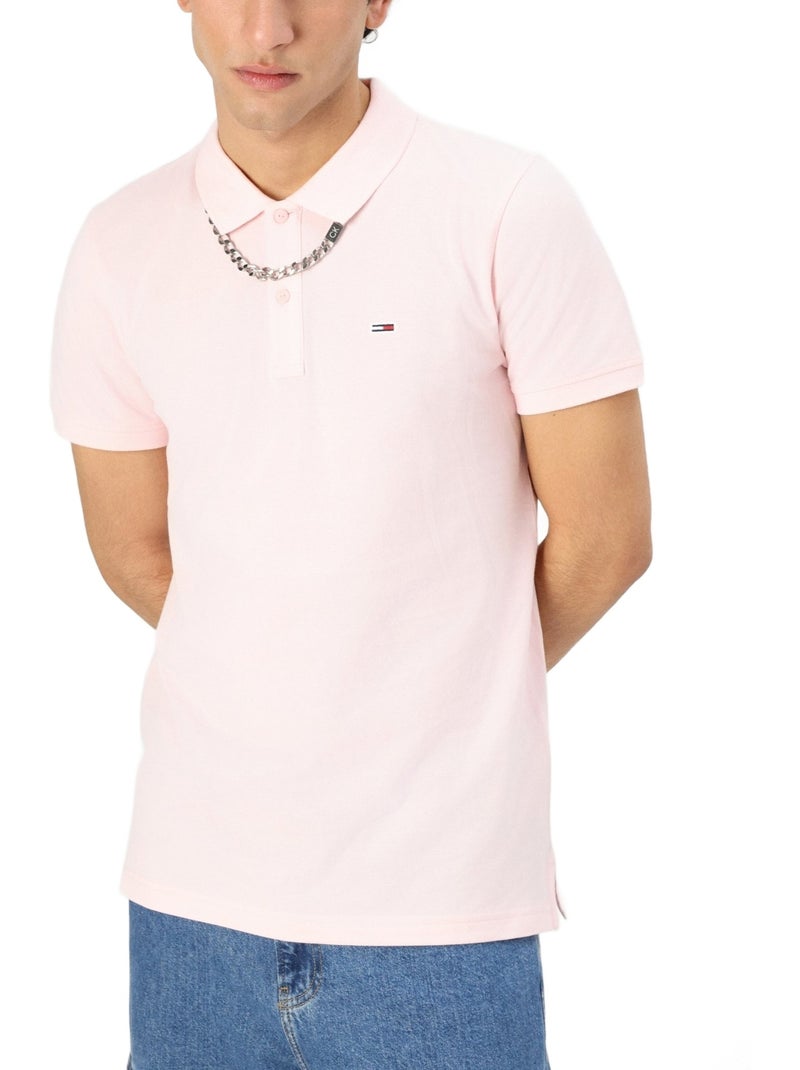 Polo Tommy jeans manches courtes Rose - Kiabi