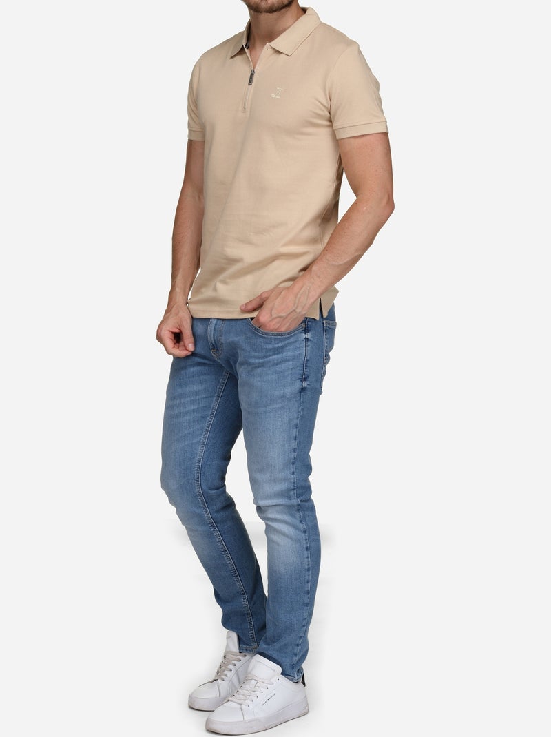 Polo Torrente col zippé Beige - Kiabi