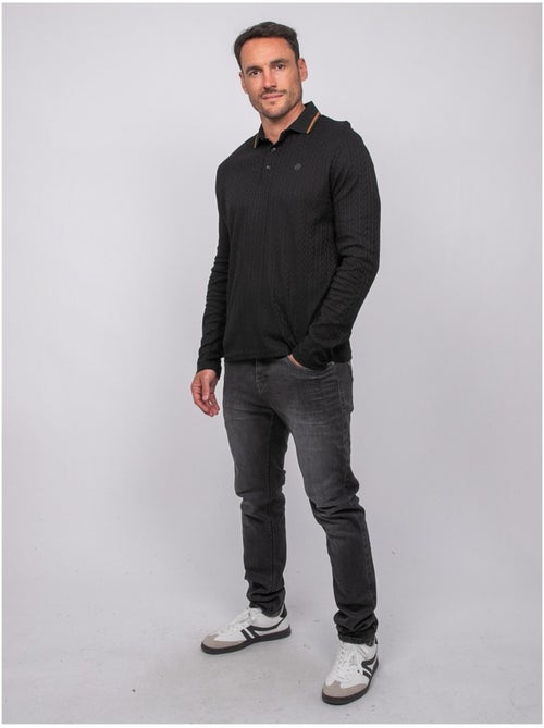 Polo torsades manches longues coton pociber - Kiabi Polo torsades manches longues coton pociber - Kiabi