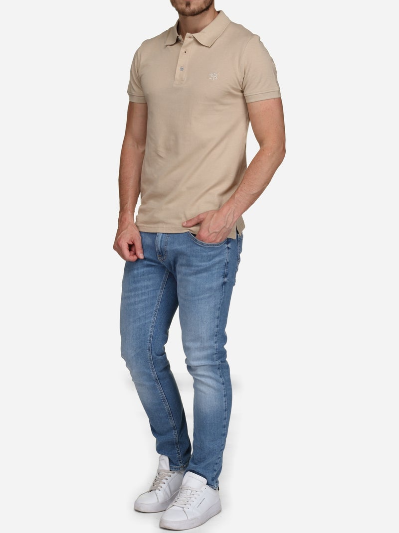 Polo uni - Bill Tornade Beige - Kiabi